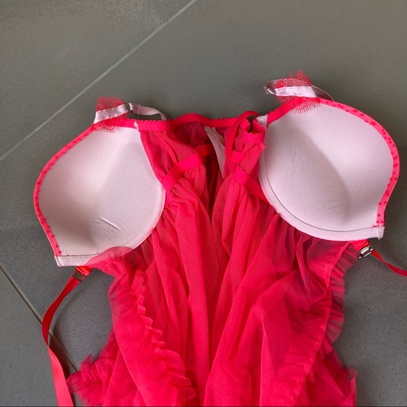Victoria's Secret Babydoll Lingerie Push-Up 36C Pink Red - Picture 7 of 9